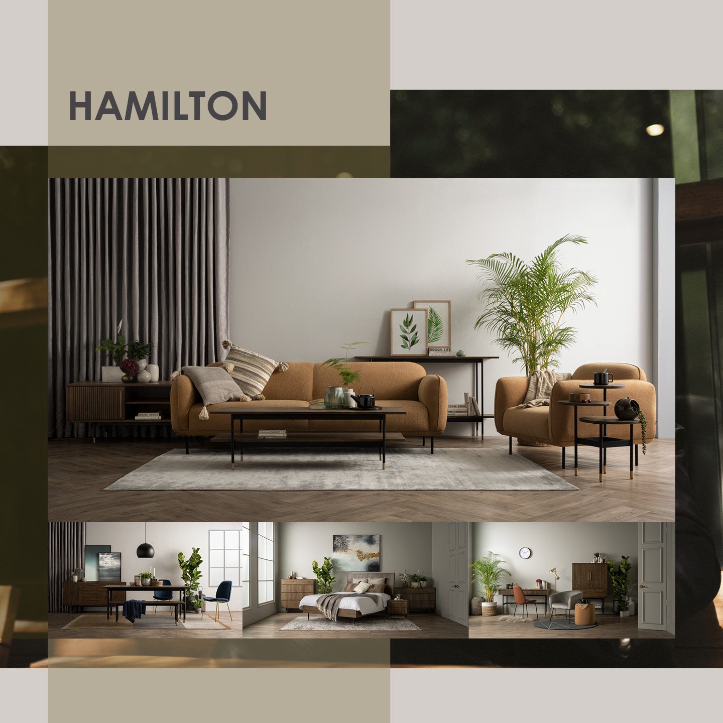 Hamilton Side Table with Toffee colour top, Sand Black colour leg.