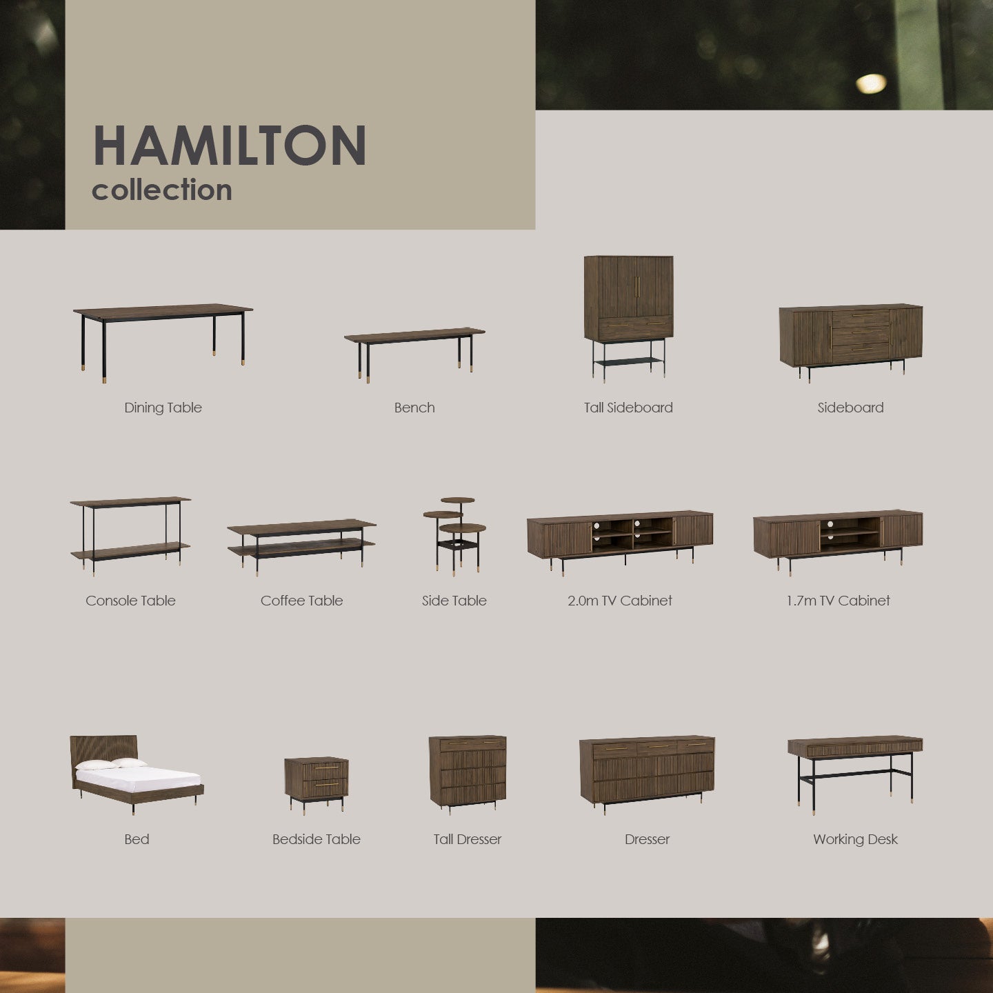 Hamilton Side Table with Toffee colour top, Sand Black colour leg.