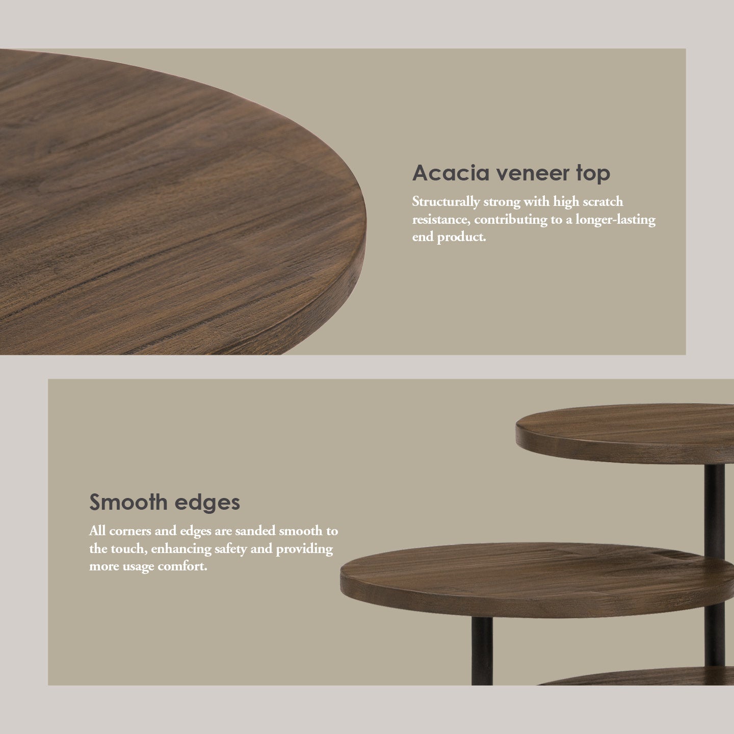 Hamilton Side Table with Toffee colour top, Sand Black colour leg.