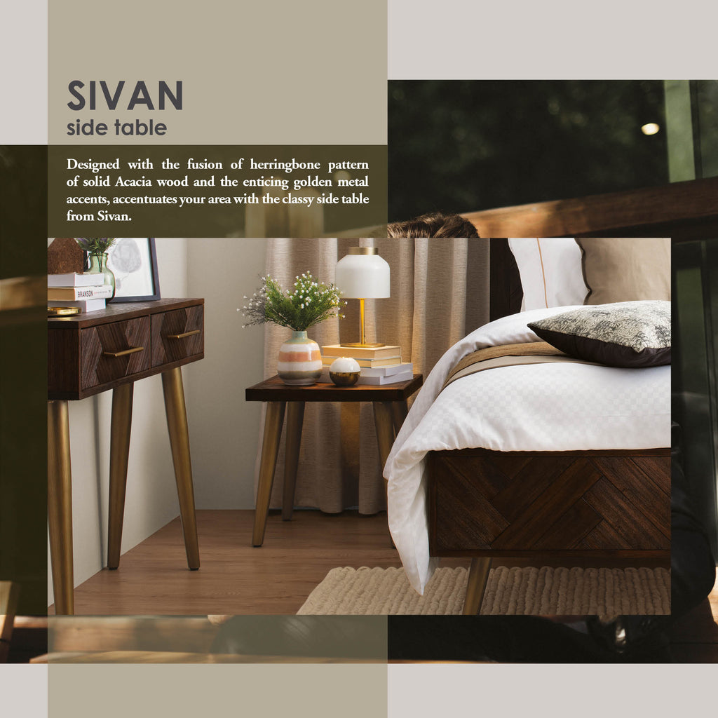 Sivan Side Table with Dijon colour leg, Chocolate Tyrolean Beech body