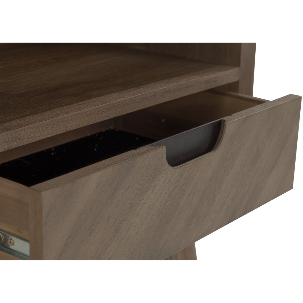 Torrell Bedside Table With 1 Drawer in Woodline Mocha colour.