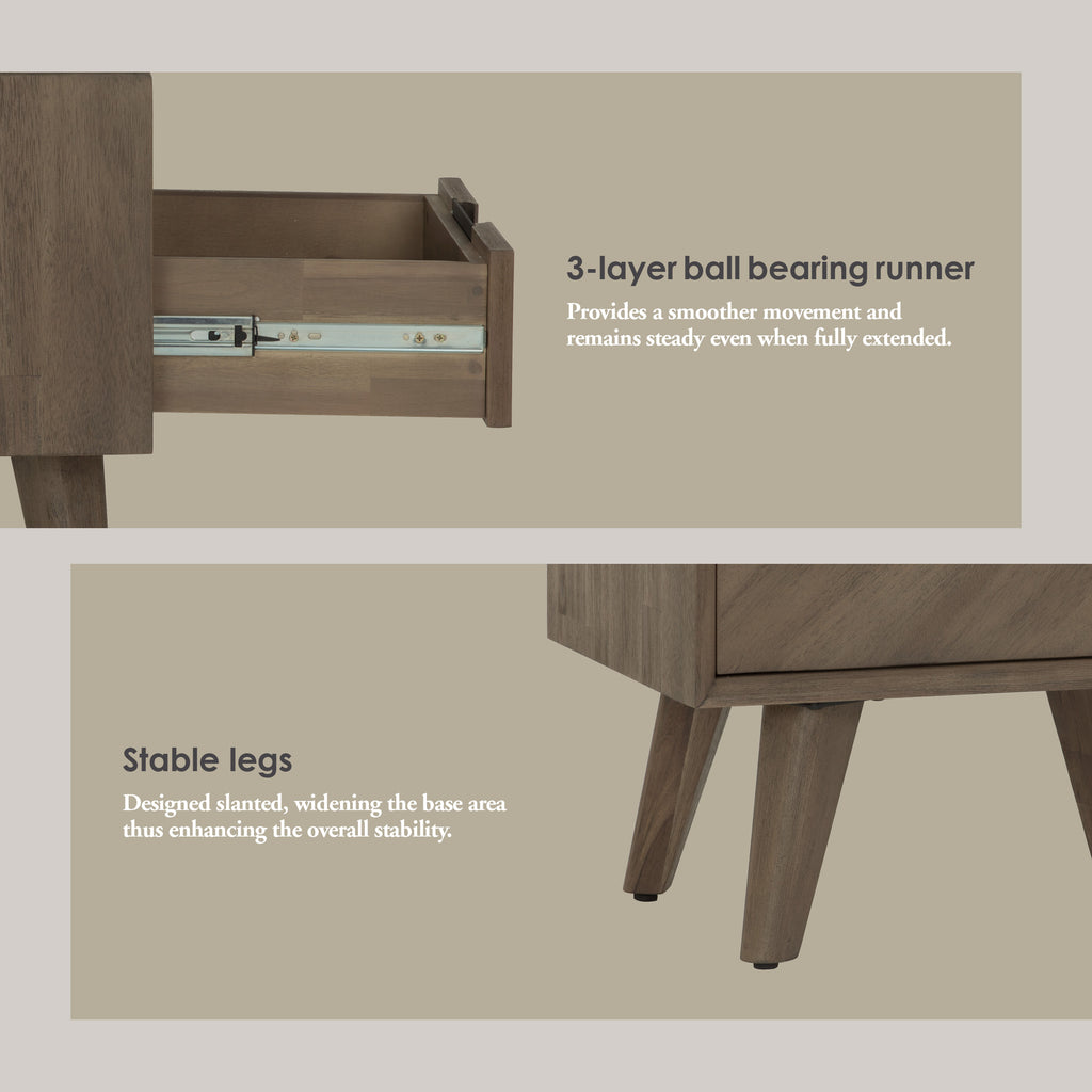 Torrell Bedside Table With 1 Drawer in Woodline Mocha colour.