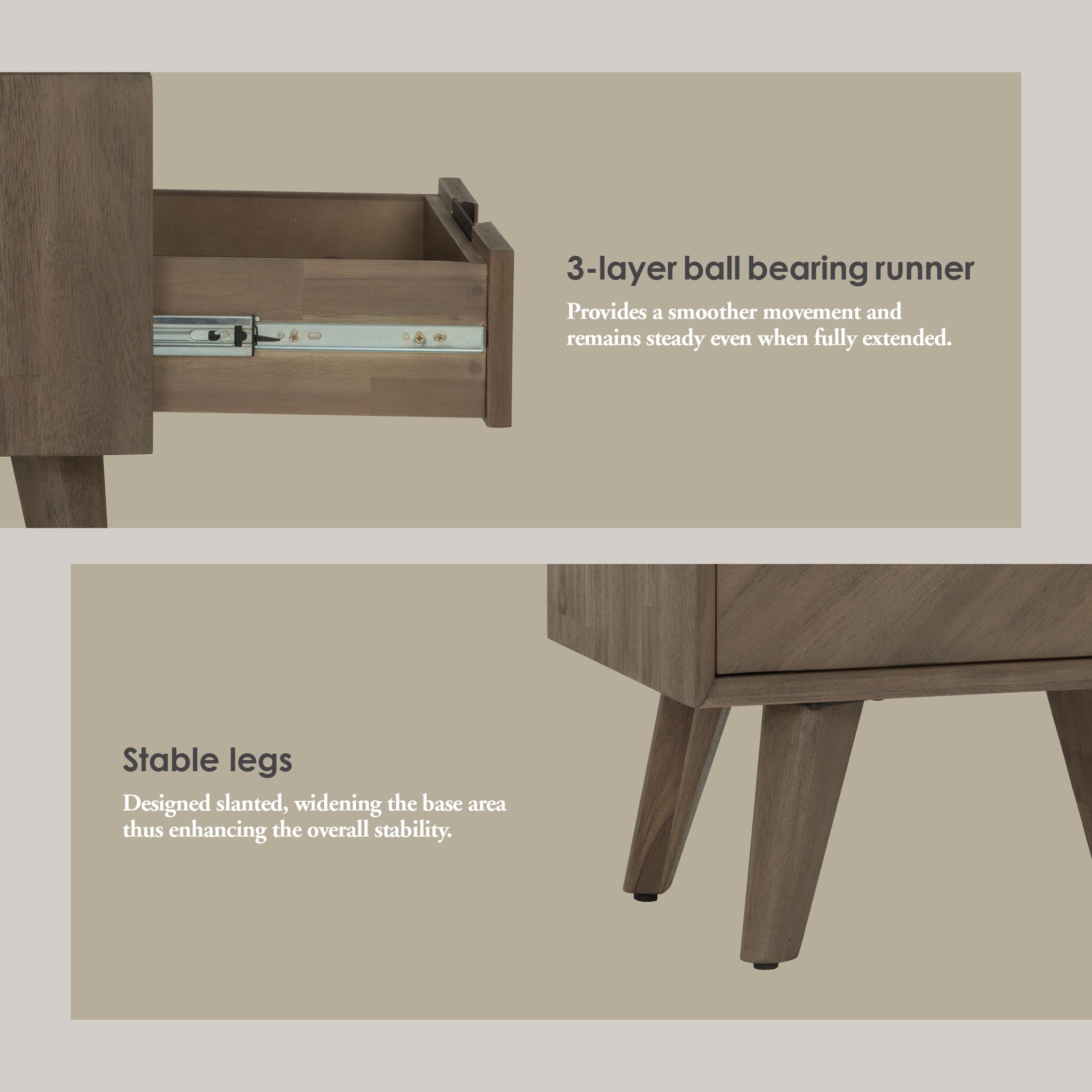 Torrell Bedside Table With 1 Drawer in Woodline Mocha colour.