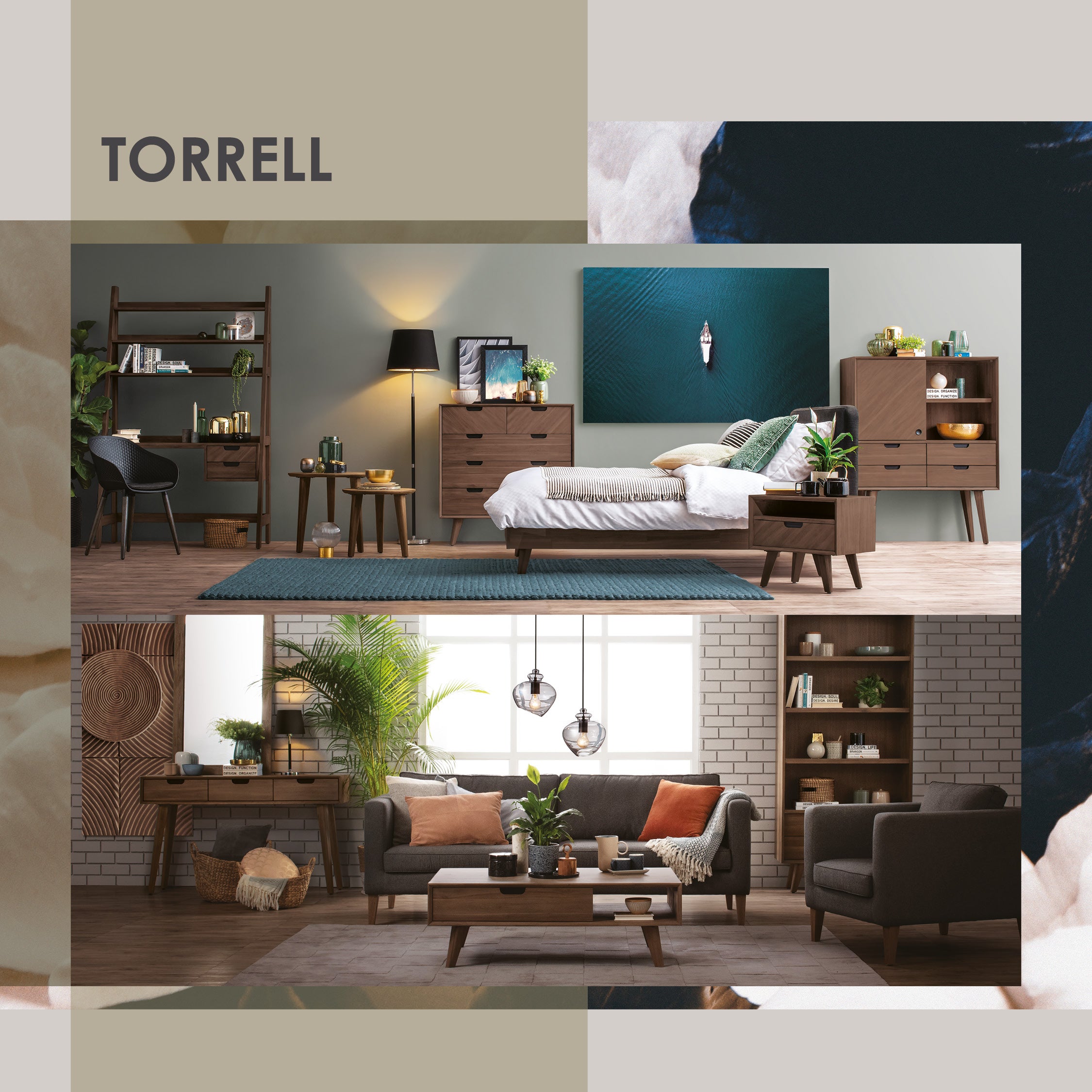 Torrell Bedside Table With 1 Drawer in Woodline Mocha colour.