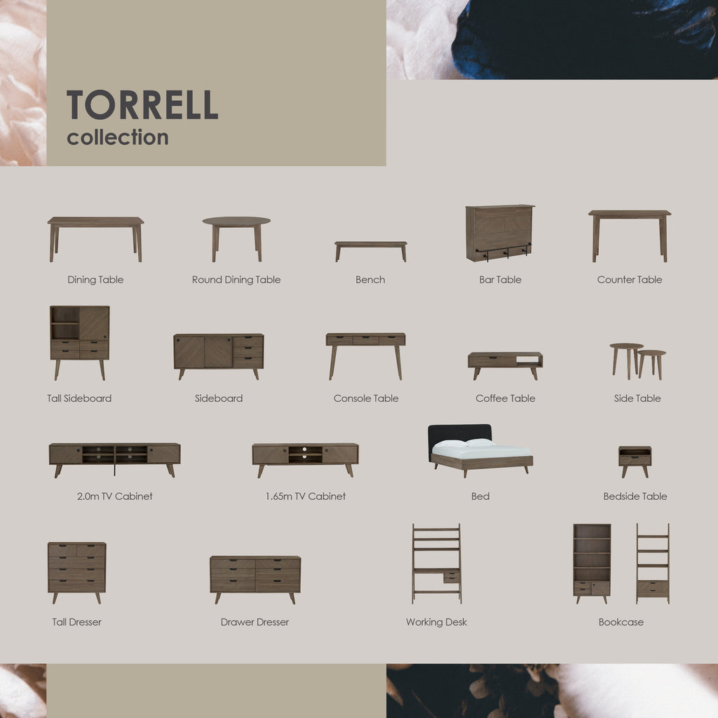 Torrell Bedside Table With 1 Drawer in Woodline Mocha colour.