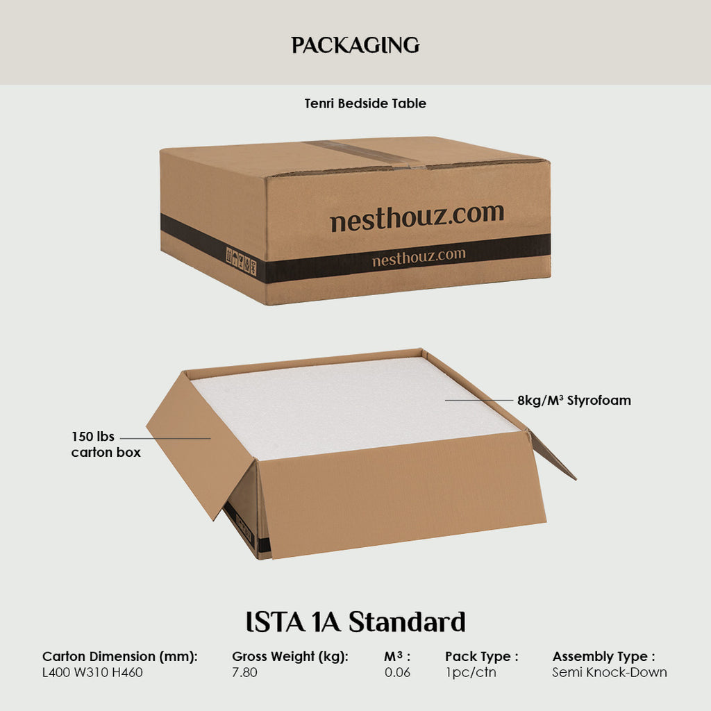 Tenri bedside table with 1 drawer in Natural colour.