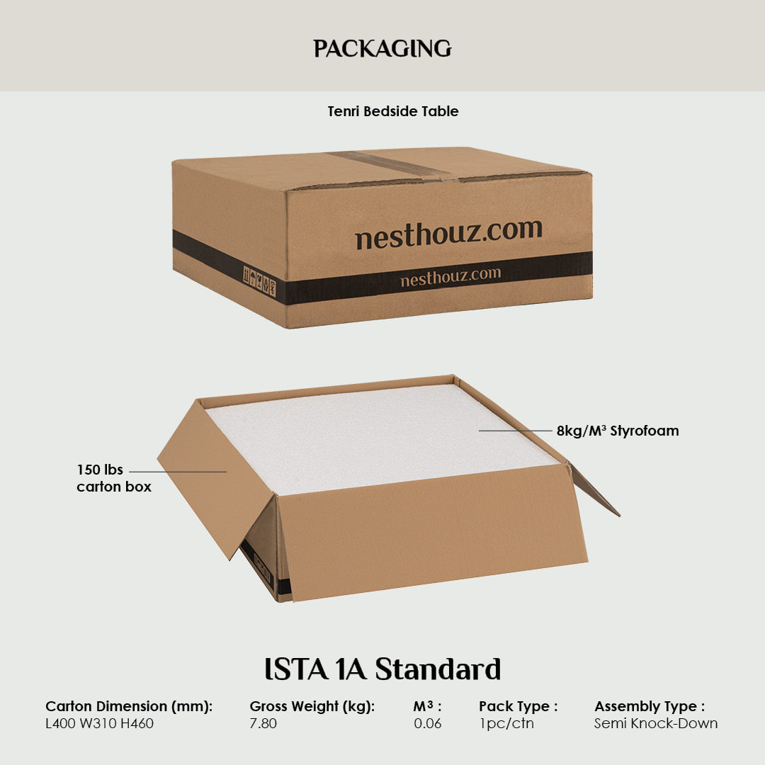 Tenri bedside table with 1 drawer in Natural colour.