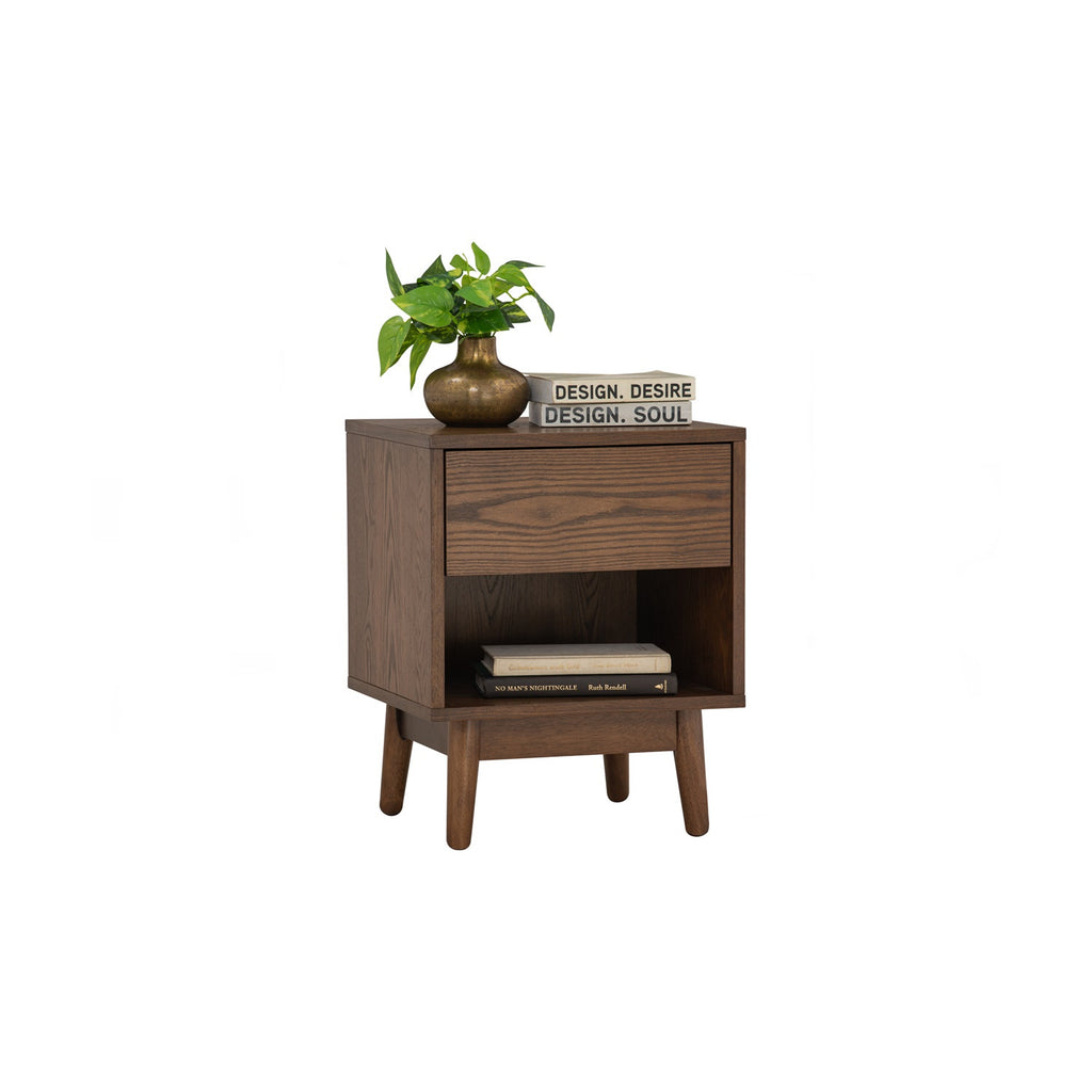 Tenri bedside table with 1 drawer in Cocoa colour