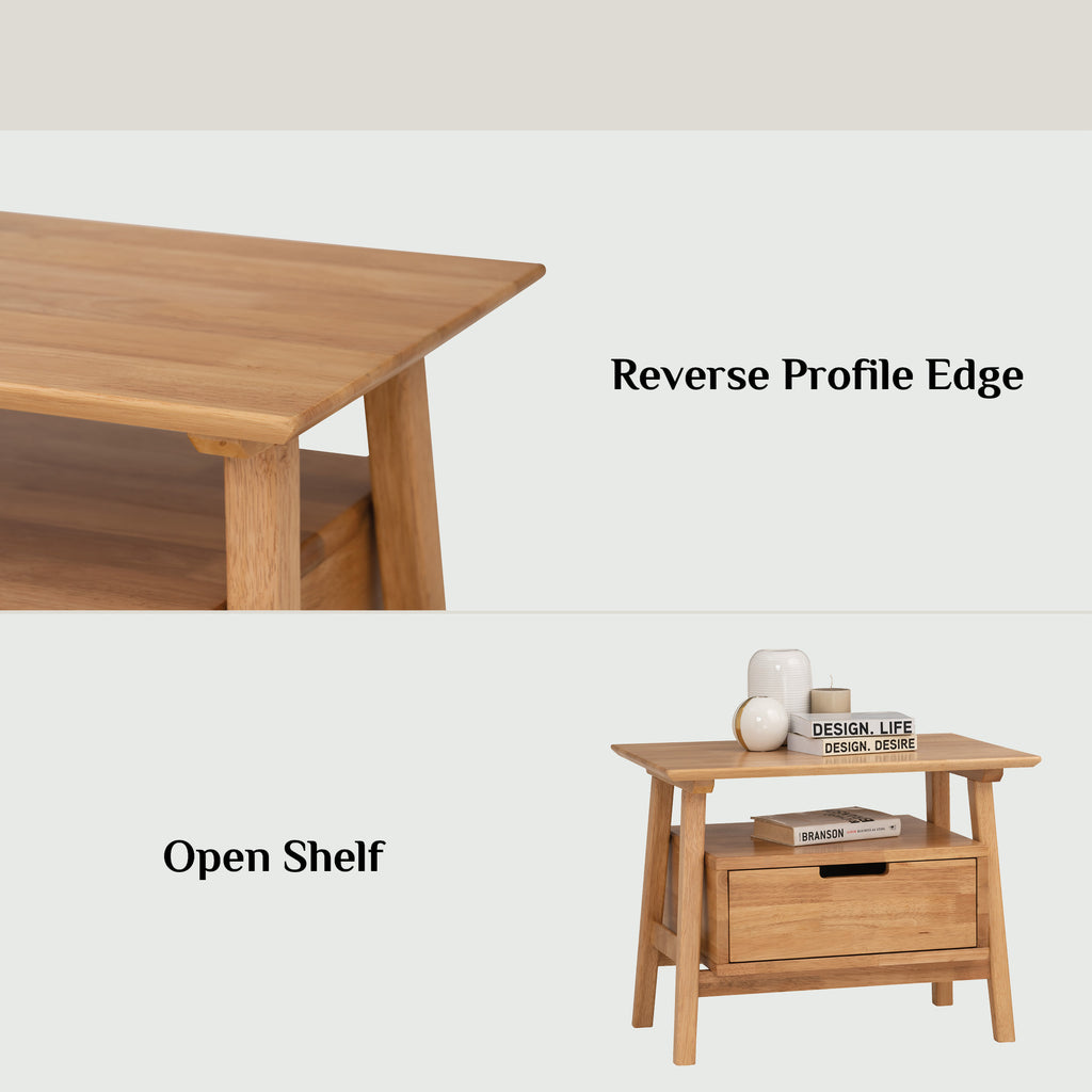 Keva bedside table in Natural colour.