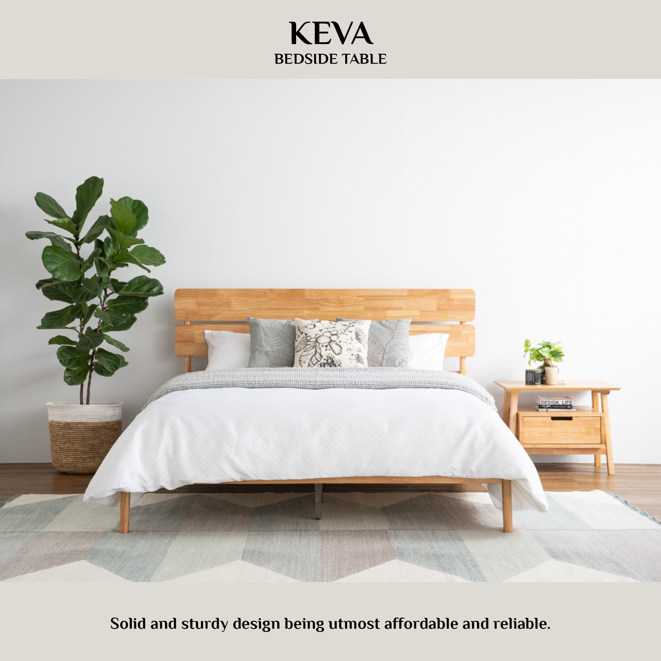 Keva bedside table in Natural colour.