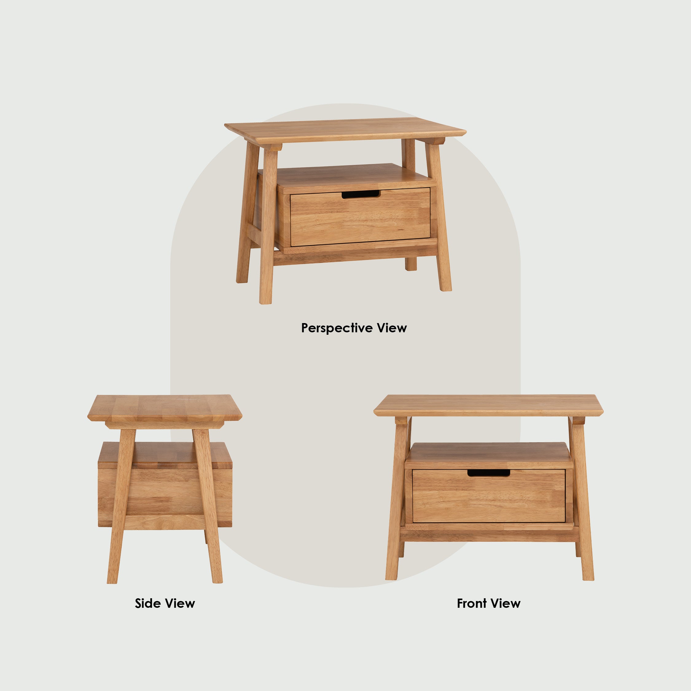 Keva bedside table in Natural colour.