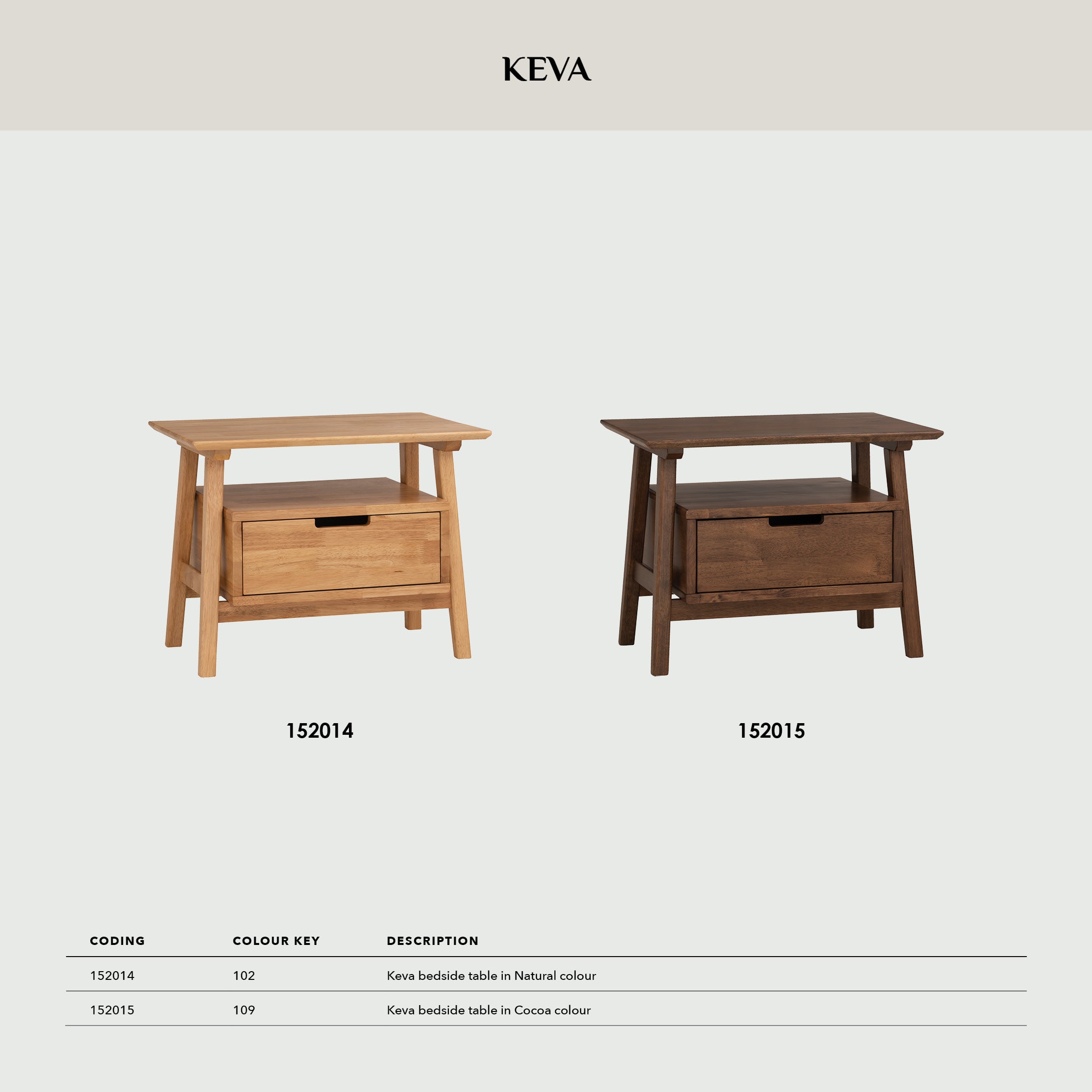 Keva bedside table in Natural colour.