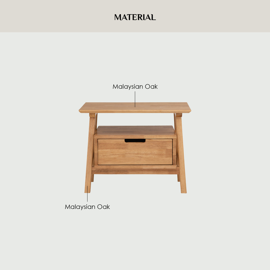 Keva bedside table in Natural colour.