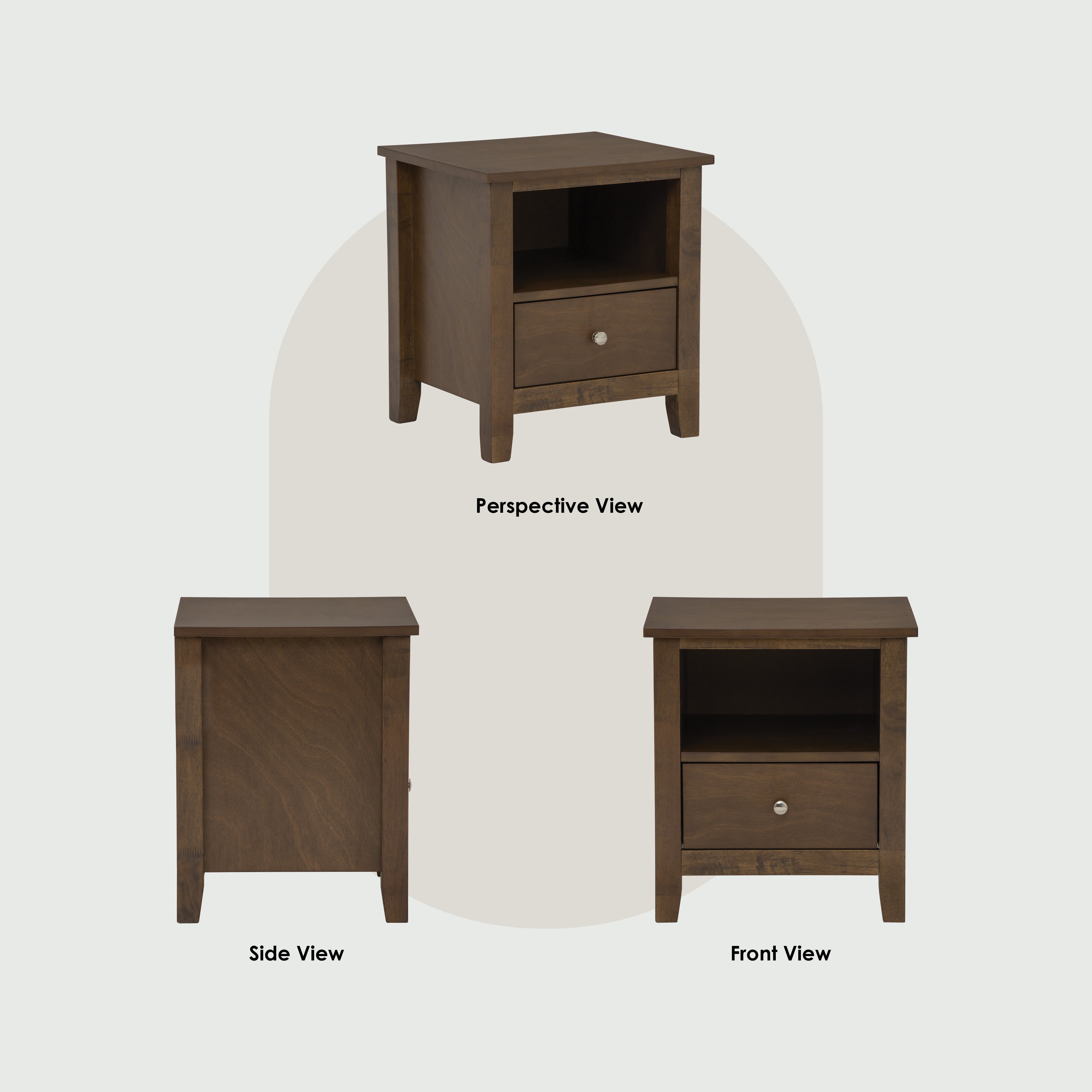 Laide bedside table in Cocoa colour.