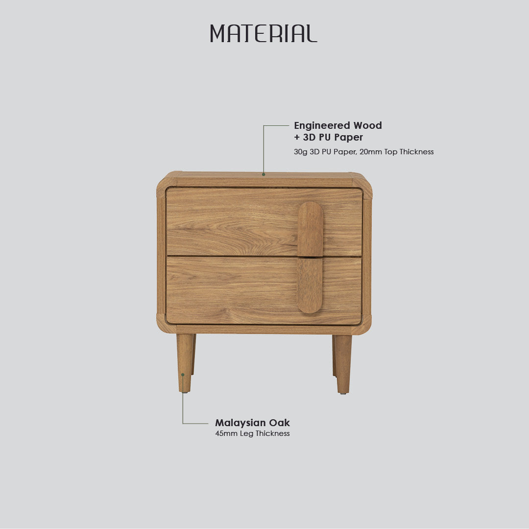 Lome side table in Natural colour leg, Oak colour top.