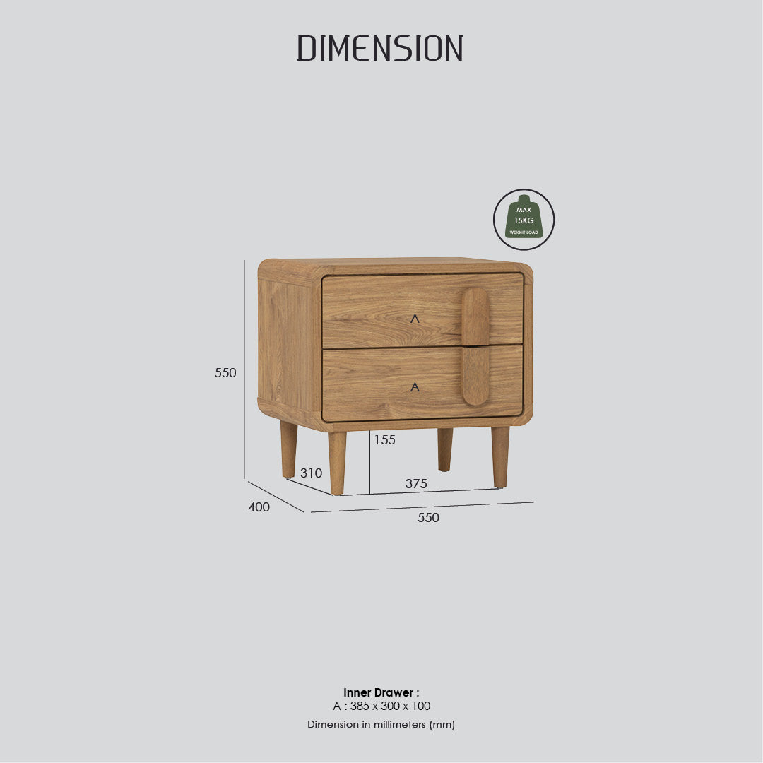 Lome side table in Natural colour leg, Oak colour top.