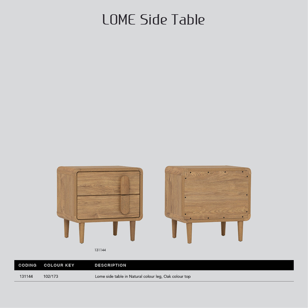 Lome side table in Natural colour leg, Oak colour top.
