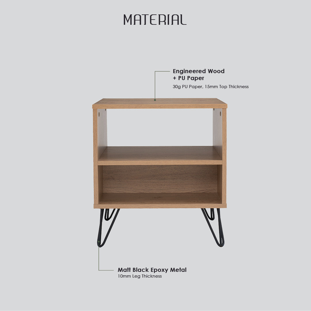 Samos side table in Matt Black Epoxy colour leg, Walnut colour top.