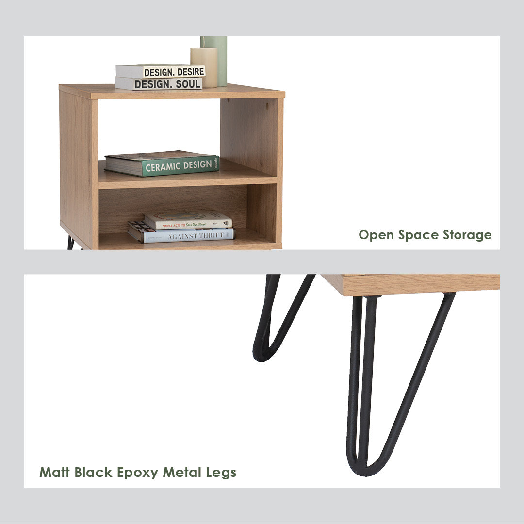 Samos side table in Matt Black Epoxy colour leg, Walnut colour top.
