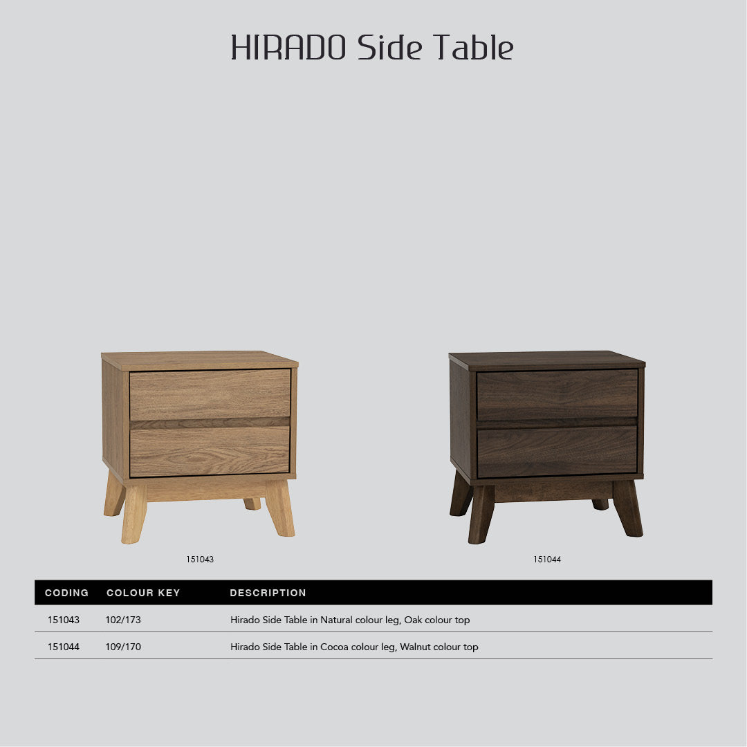 Hirado side table in Natural colour leg, Oak colour top.