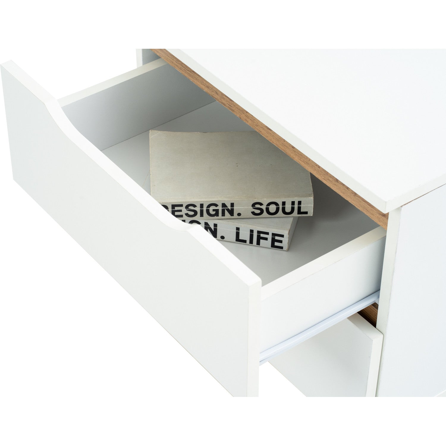 Mando side table in Oak colour leg, White colour top (MB paper).