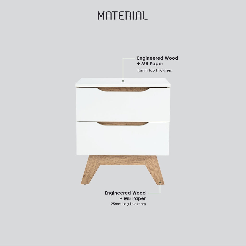 Mando side table in Oak colour leg, White colour top (MB paper).