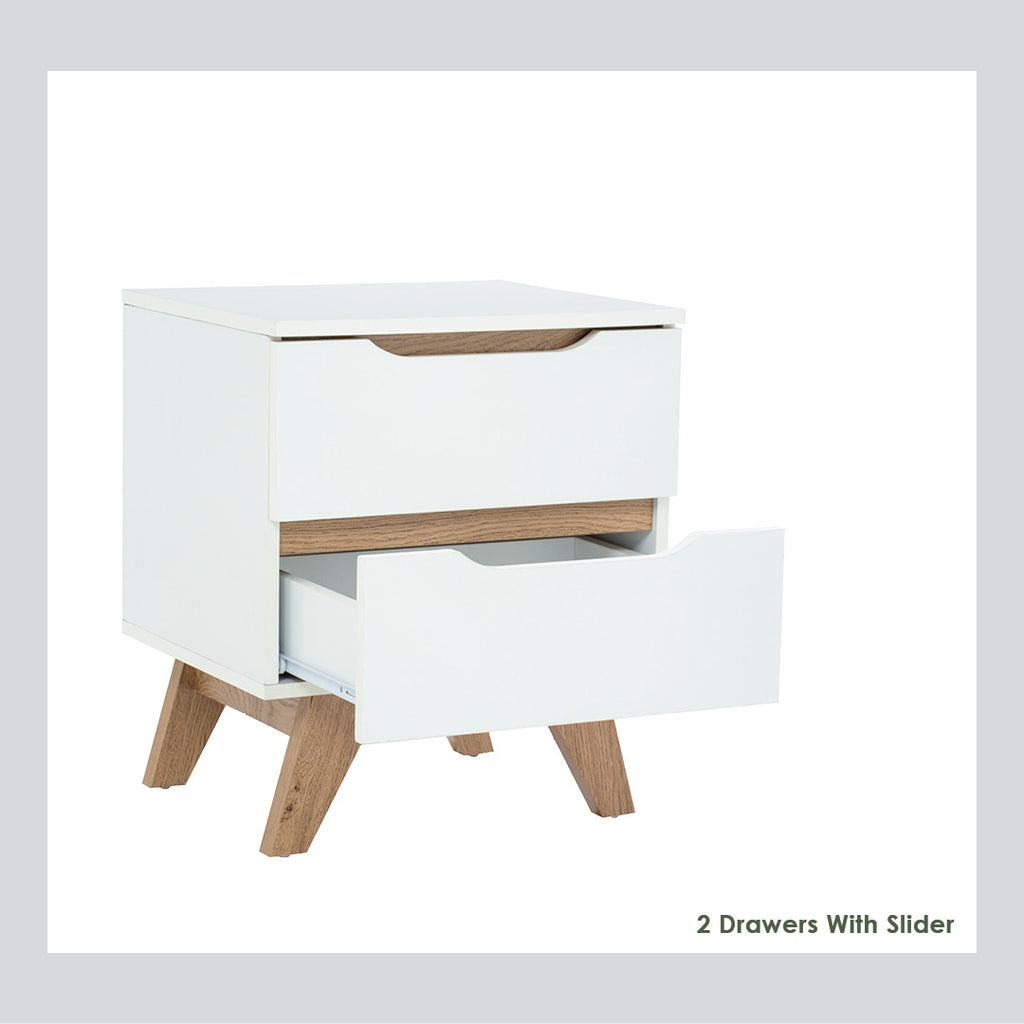 Mando side table in Oak colour leg, White colour top (MB paper).