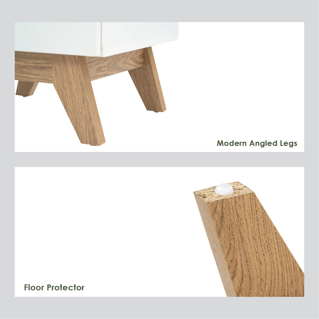 Mando side table in Oak colour leg, White colour top (MB paper).