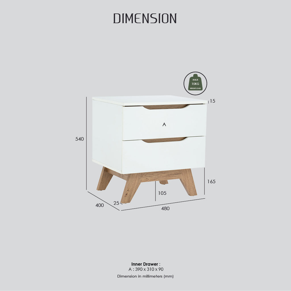 Mando side table in Oak colour leg, White colour top (MB paper).