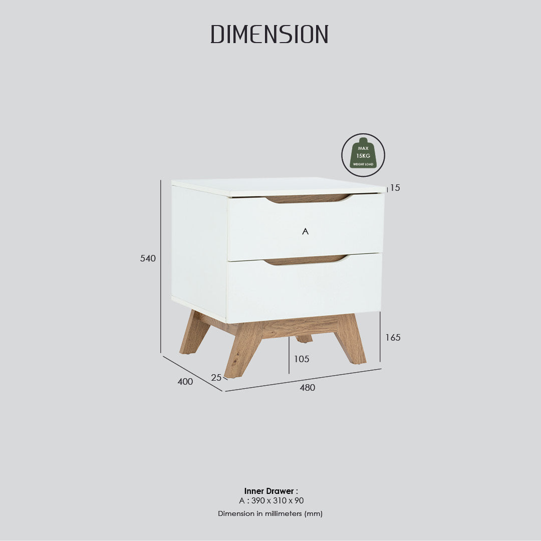 Mando side table in Oak colour leg, White colour top (MB paper).