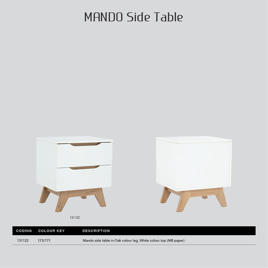 Mando side table in Oak colour leg, White colour top (MB paper).
