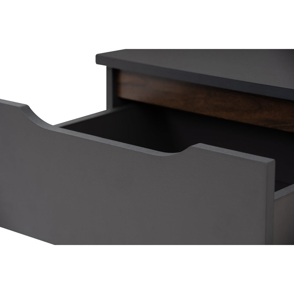 Mando side table in Walnut colour leg, Black colour top.