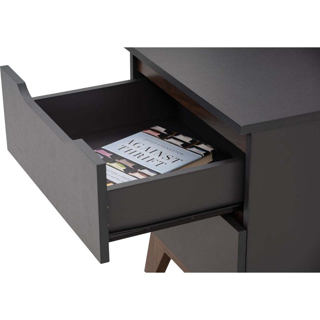 Mando side table in Walnut colour leg, Black colour top.