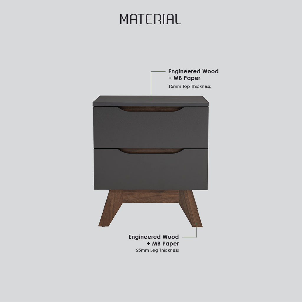 Mando side table in Walnut colour leg, Black colour top.