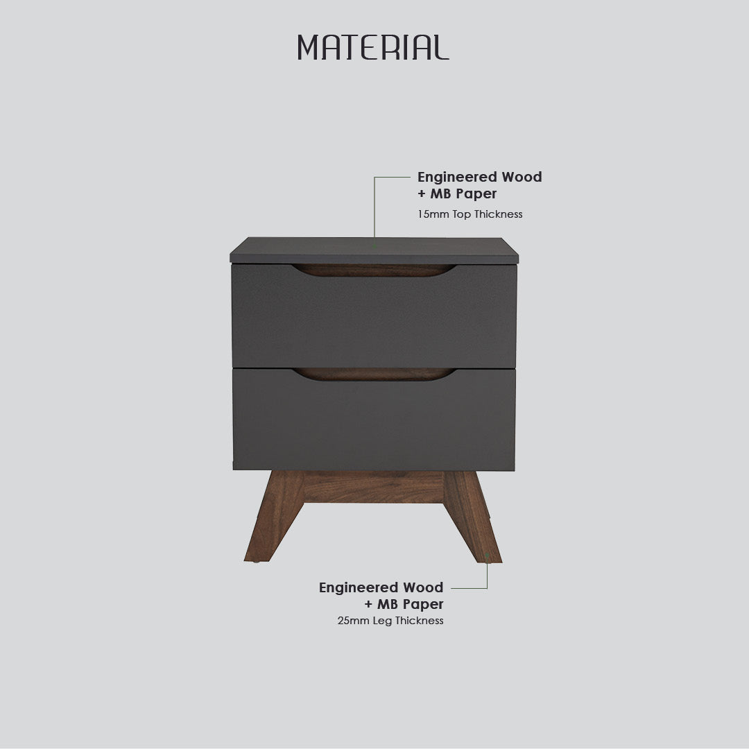 Mando side table in Walnut colour leg, Black colour top.