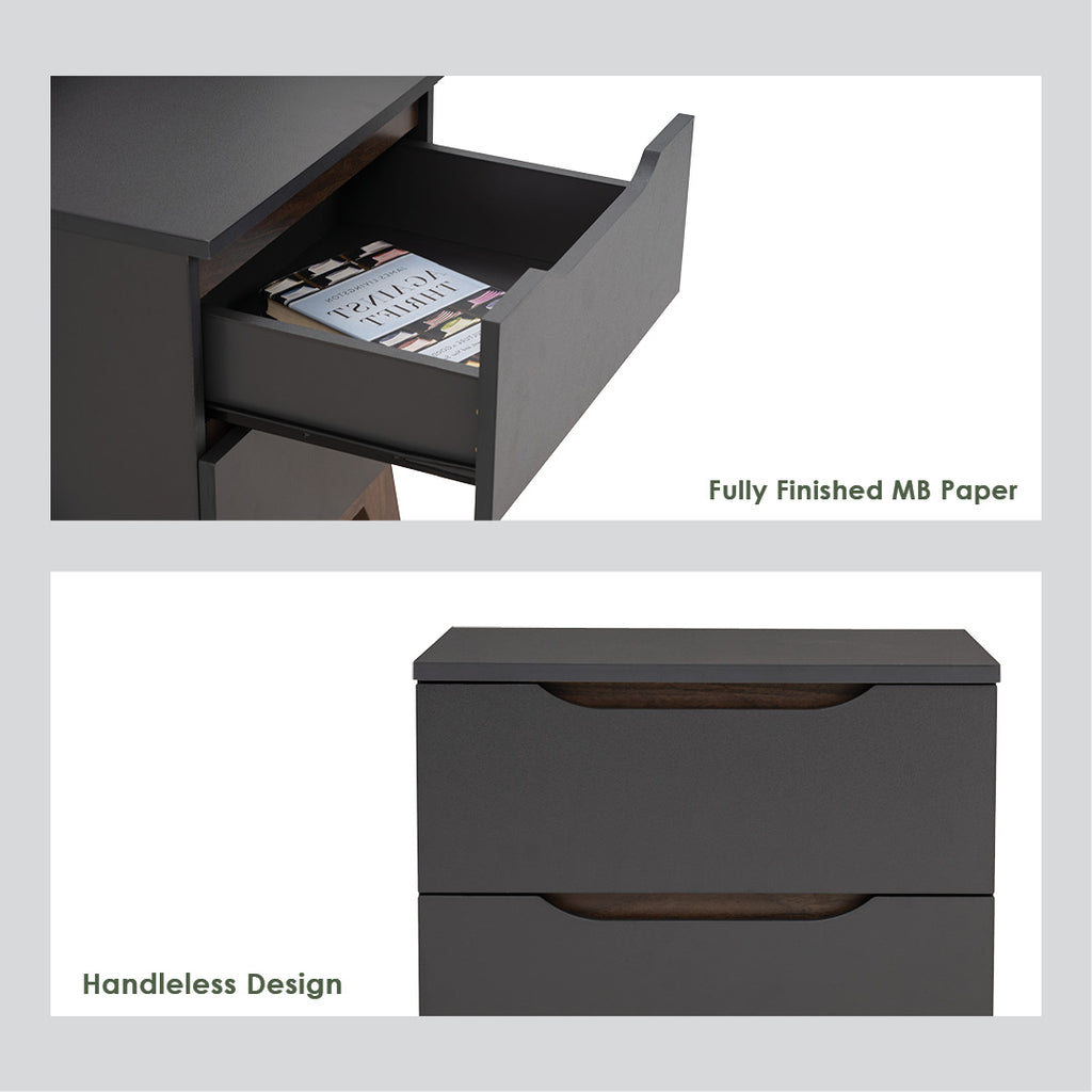 Mando side table in Walnut colour leg, Black colour top.