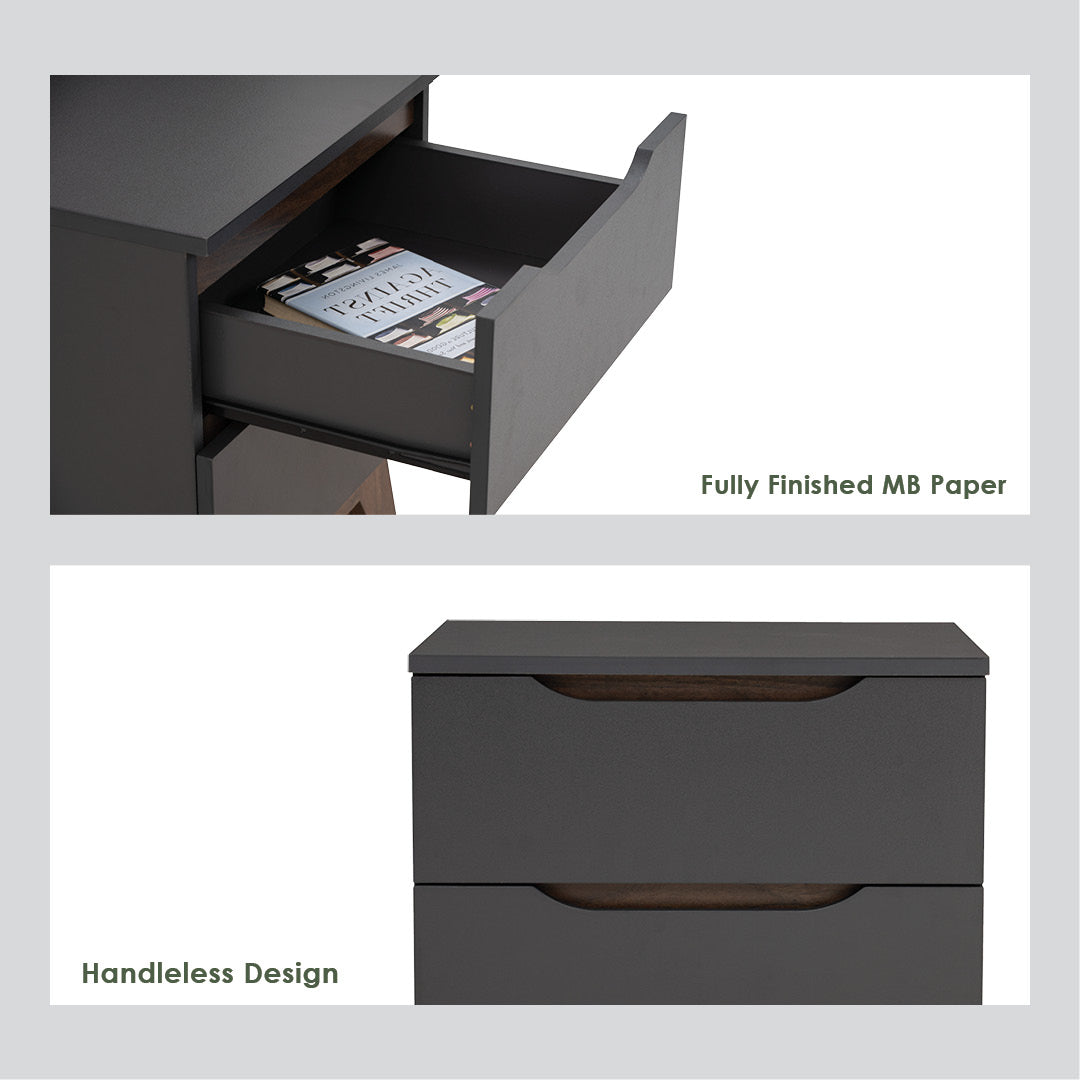 Mando side table in Walnut colour leg, Black colour top.