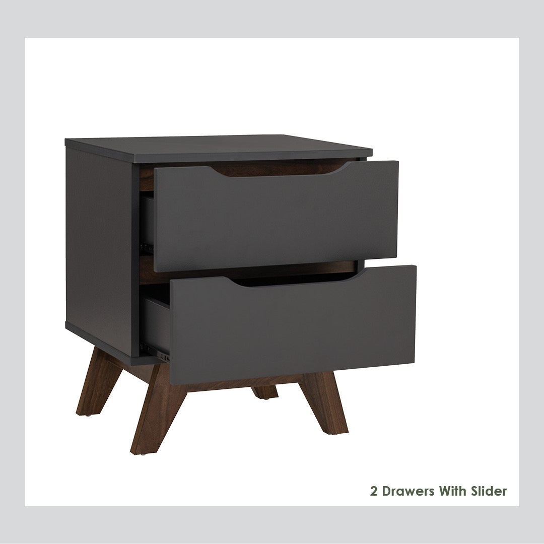 Mando side table in Walnut colour leg, Black colour top.