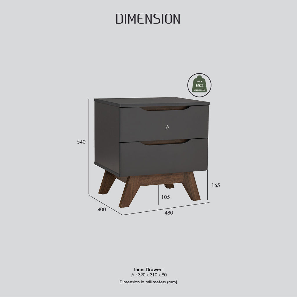 Mando side table in Walnut colour leg, Black colour top.