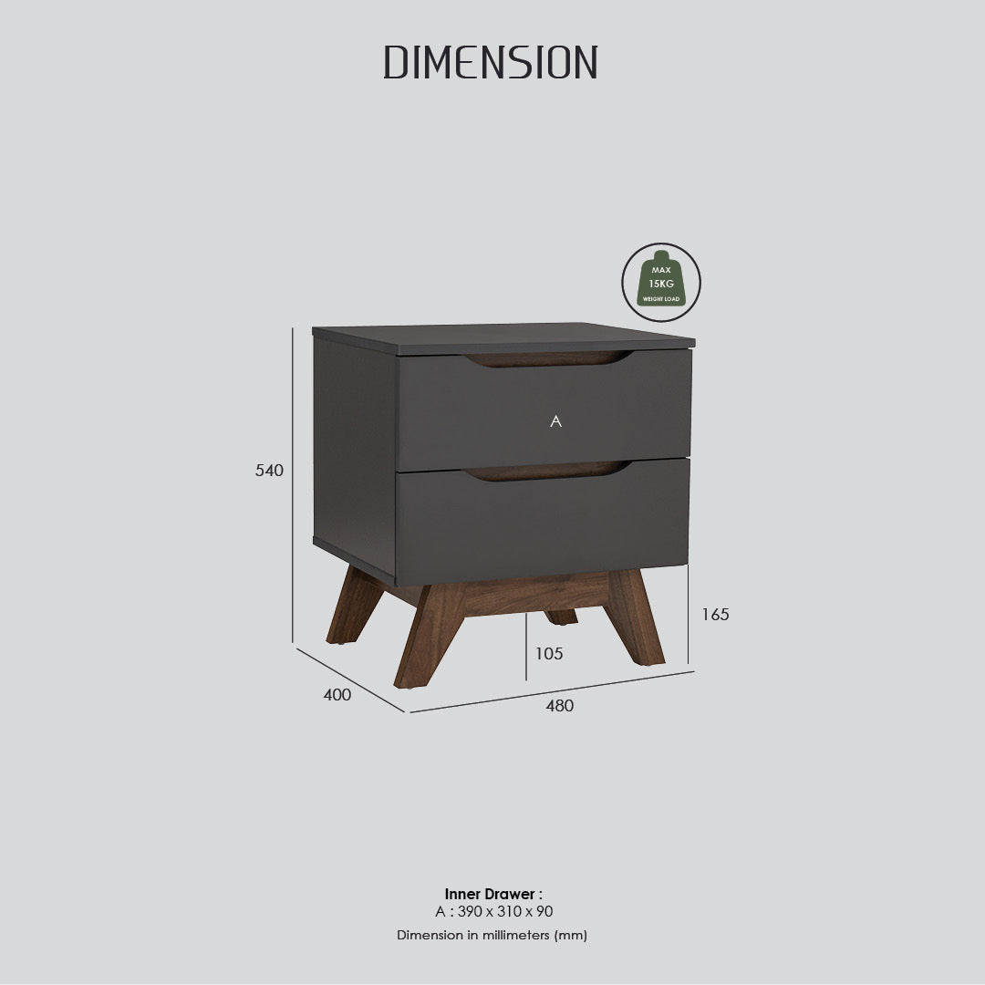 Mando side table in Walnut colour leg, Black colour top.