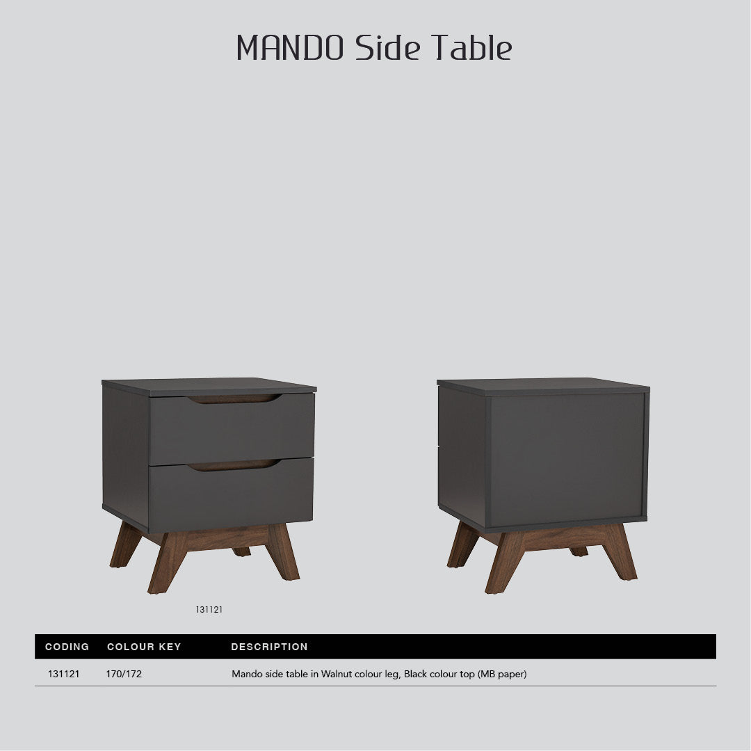 Mando side table in Walnut colour leg, Black colour top.