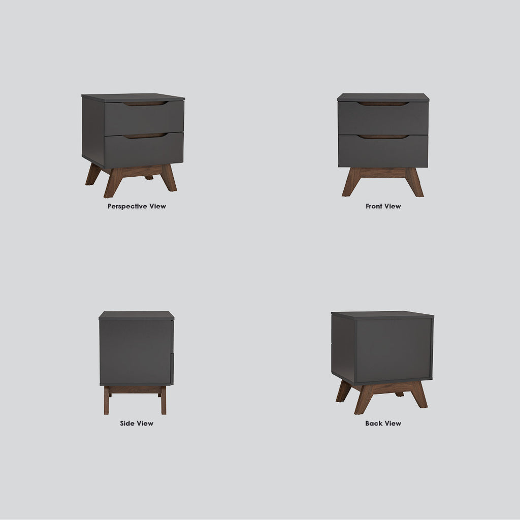 Mando side table in Walnut colour leg, Black colour top.