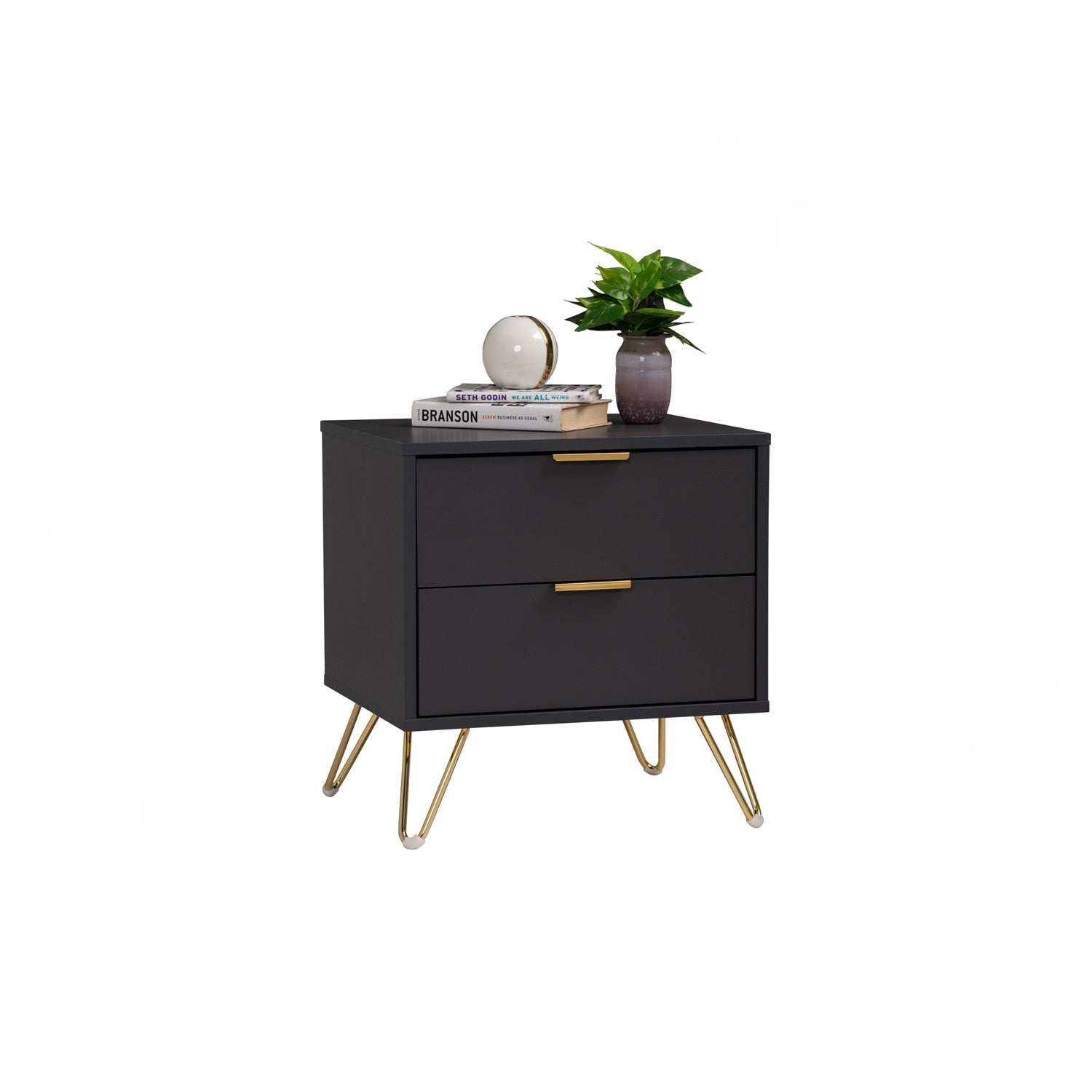 Volos side table in Gold colour leg, Black colour top.