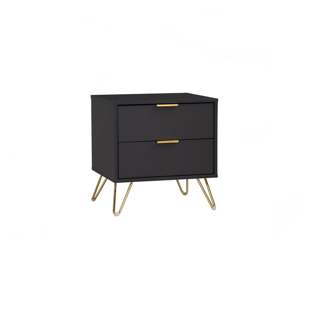Volos side table in Gold colour leg, Black colour top.