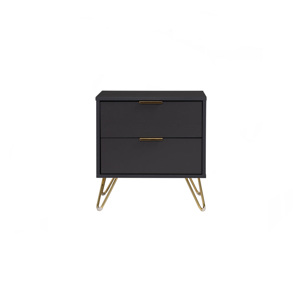 Volos side table in Gold colour leg, Black colour top.
