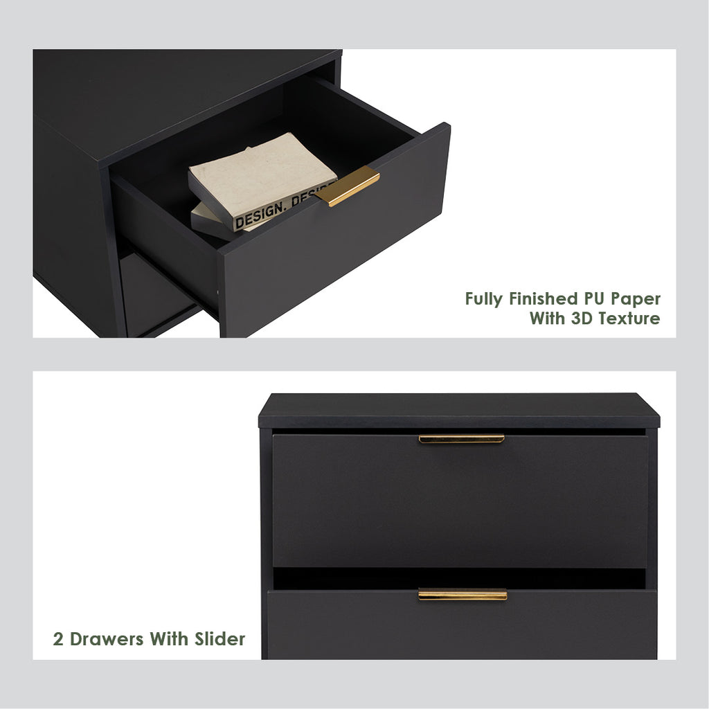 Volos side table in Gold colour leg, Black colour top.