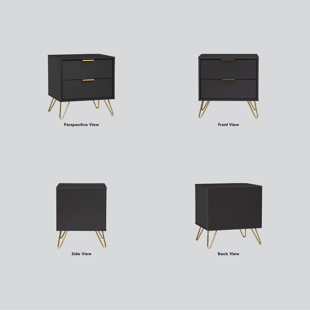 Volos side table in Gold colour leg, Black colour top.