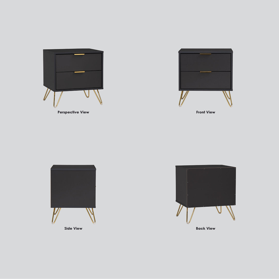 Volos side table in Gold colour leg, Black colour top.