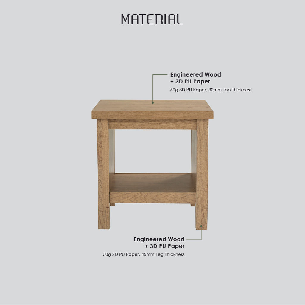 Rhodes side table in Oak colour
