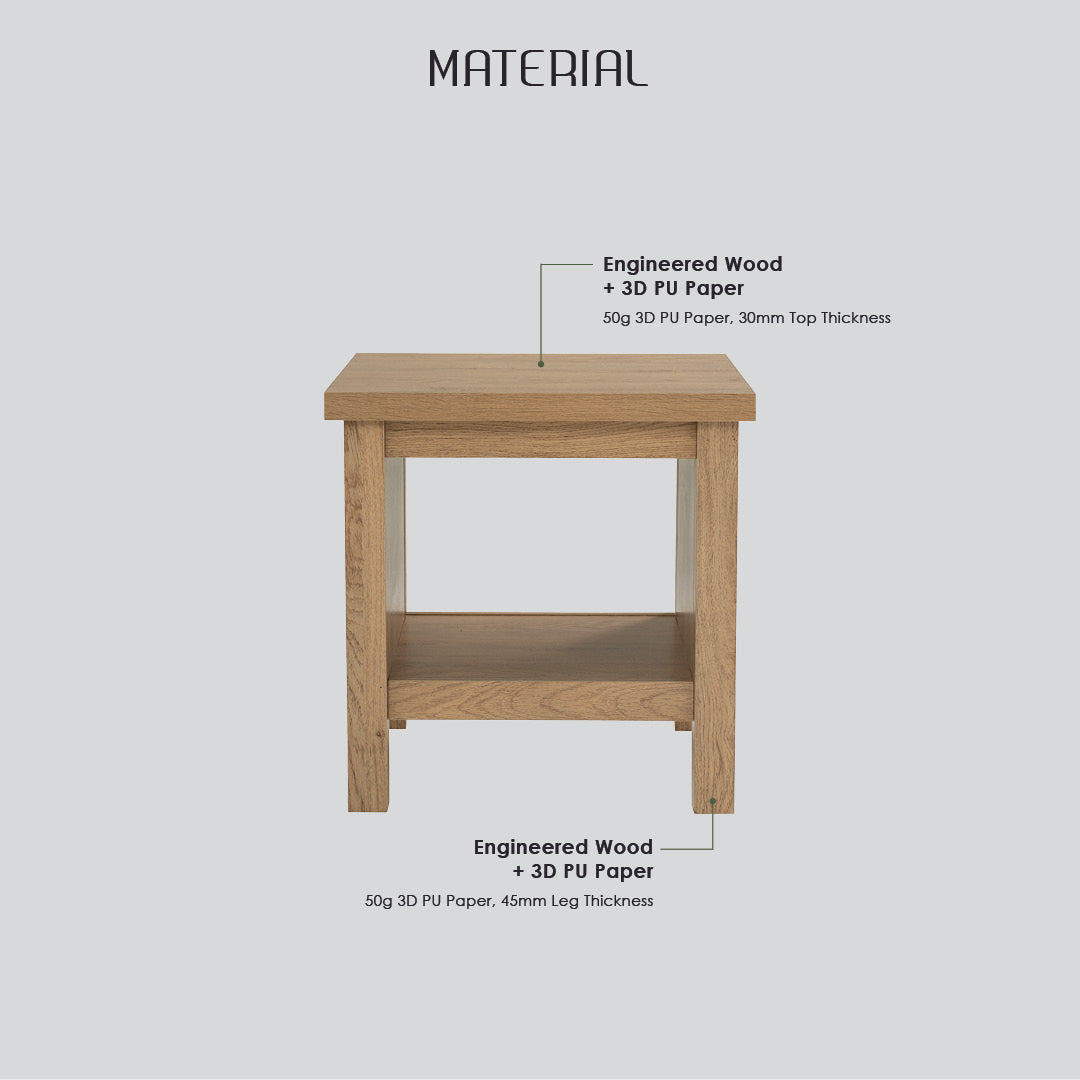 Rhodes side table in Oak colour